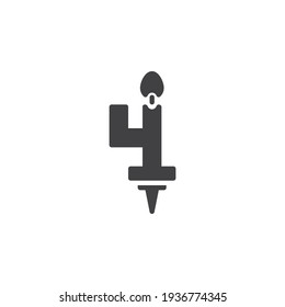 Number 4 candle vector icon. filled flat sign for mobile concept and web design. Four years birthday candle glyph icon. Symbol, logo illustration. Vector graphics