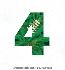 Number 4 with cannabis leaf for logo design.