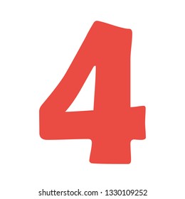Number 4, cartoon four number vector