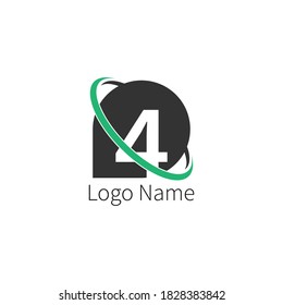 Icono de círculo número 4 Logo, número de diseño + ilustración de círculo de icono