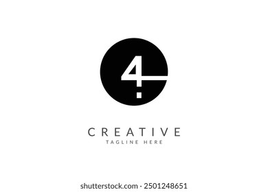 Number 4 in a circle logo design