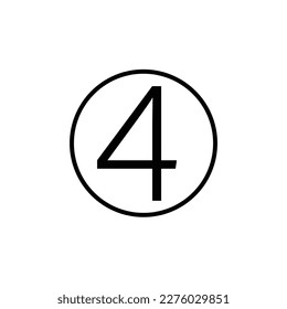 Number 4 In The Circle Vector Icon	