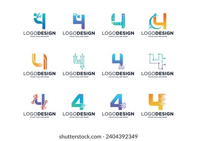 Colección número 4 de diseños de logotipo de conexión digital