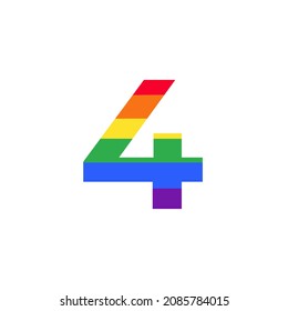 Number 4 Colored in Rainbow Color Logo Design Inspiration for LGBT Concept