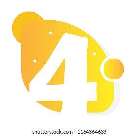 Number 4 colorful. Vector illustration