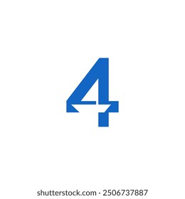 Number 4 combination with a sailboat, negative space logo design.