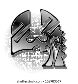 Number 4 Curling alphabet. Set of numbers. Vector illustration.  