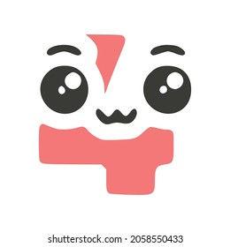 Number 4 cute kawaii character, funny emoticon vector clip art.