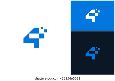Number 4 Data Digital Technology Network Internet Innovation Vector Logo Design Illustration