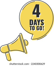 Number 4 of days left to go. Badge with, sale, landing page, banner.