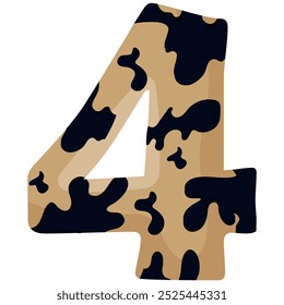 number 4 design for new year with animal design namely with spots of common yellow boa, vector