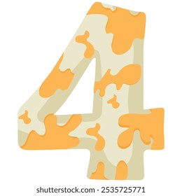 number 4 design for new year with animal design namely white python with yellow spots, vector