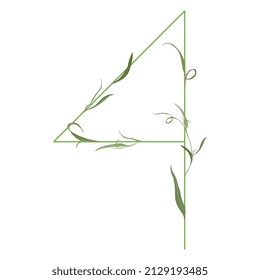 Number 4. Digit four. Botanical digit. Beautiful floral font with delicate green leaves or branches of grass. Isolated vector illustration. On white background.