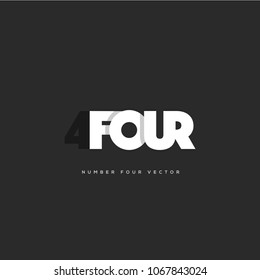 Number 4, Digit Four letter vector template.