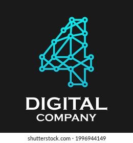Number  4 digital logo template illustration