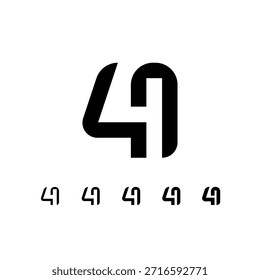 Número 4, número digital cuatro, incluyendo un conjunto de cinco números cibernéticos diferentes, Ilustración vectorial 10EPS