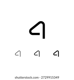 Number 4, digital numeral four, including set of four different cyber numbers, thin, regular, medium, vector illustration 10EPS
