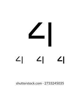 Number 4, digital numeral four, including set of four different cyber numbers, regular, medium, semi bold, vector illustration 10EPS