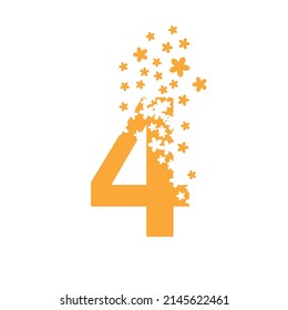 Number 4 dissolves into a cloud of flowers.