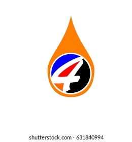 number 4 drop water logo vector