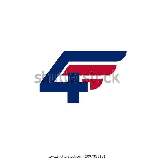 Number 4 with Fast Wings Logo Design Element\
on White background Vector\
Illustration