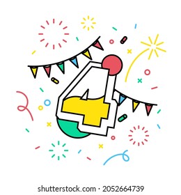 Number 4 with festive theme banner.