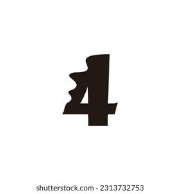 Number 4, flag geometric symbol simple logo vector