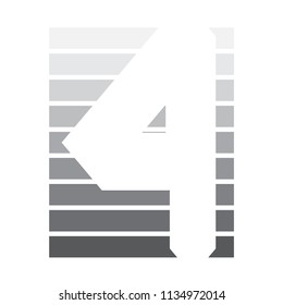 number 4 flat gradient monochrome shape modern vector geometric design