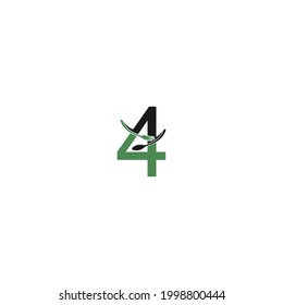 Número 4 con ilustración vectorial de diseño de iconos de bifurcación y cuchara