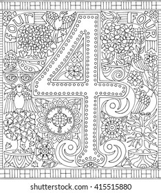 Number 4 Four Adult Coloring Book Fantasy Sheet for Relaxation Therapy svg