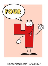 Number 4 Four Guy With Speech Bubble