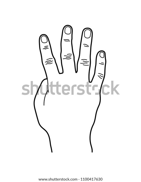 Number 4 Four Hand Sign Line Stock Vector (Royalty Free) 1100417630 ...