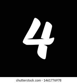 number 4, four logo design, custom hand lettering, white on black background