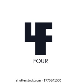 Number 4 four logo template icon sign F lettering Hand drawn Modern geometric creative design style Fashion print clothes apparel greeting invitation card background company agency banner flyer book 