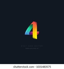 Number 4 four multi colour digit icon vector template.
