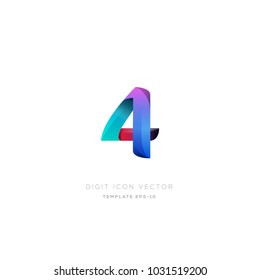 Number 4 four multi colour digit icon vector template.