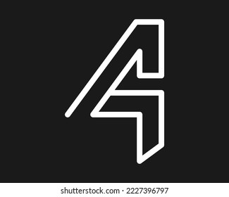 Number 4 Four Numeric Arrow Up Right Direction Line Linear Simple Minimalist Vector Logo Design