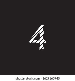 number 4 four, stripes in white with the appearance of broken