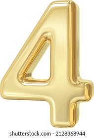 Number 4 gold 3d style