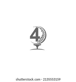 Number 4 and golf ball icon logo design illustration