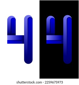 number 4 gradient blue logo design 