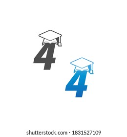Number 4 graduation cap concept design template
