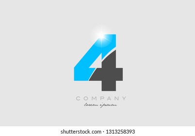 number 4 in grey blue color logo icon design suitable for a company or business