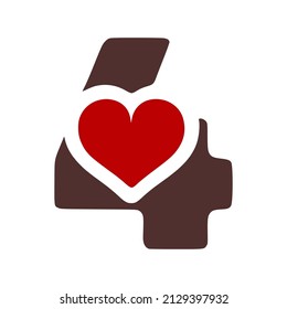 Number 4 with heart symbol doodle icon