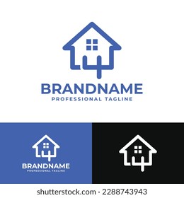 Logotipo de la casa número 4, adecuado para cualquier negocio relacionado con la casa, la propiedad inmobiliaria, la construcción, el interior con número 4.