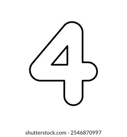 Number 4 icon isolated on a white background. Vector illustration.