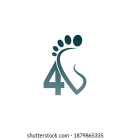 Number 4 icon logo combined with footprint icon design template