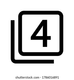 Number 4 icon vector isolated on white background.