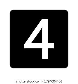 Nummer 4 Symbol, Vektorgrafik einzeln auf weißem Hintergrund.