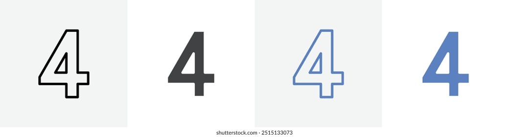number 4 icon vector set use for web ui or app